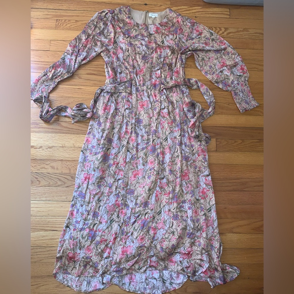 Louise Misha satin Floral dress 38